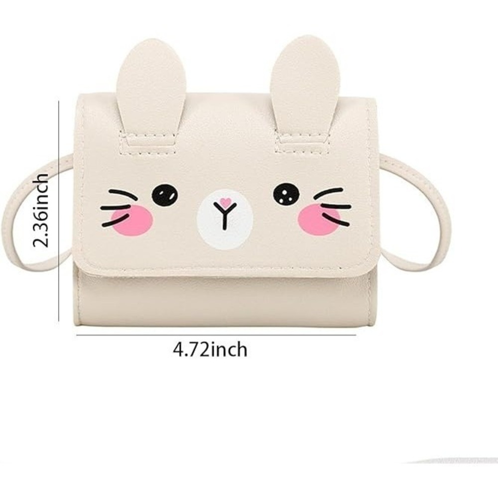 Kids Cute Bunny Face Crossbody Bags, 1 Lavender & 1 Beige, Child Purse - Picture 9 of 10